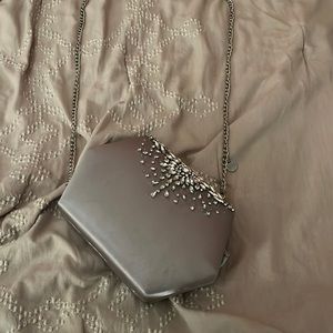 Silver prom clutch